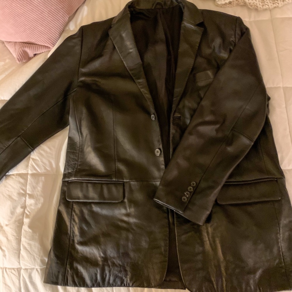 Vintage Black Leather Blazer/Coat